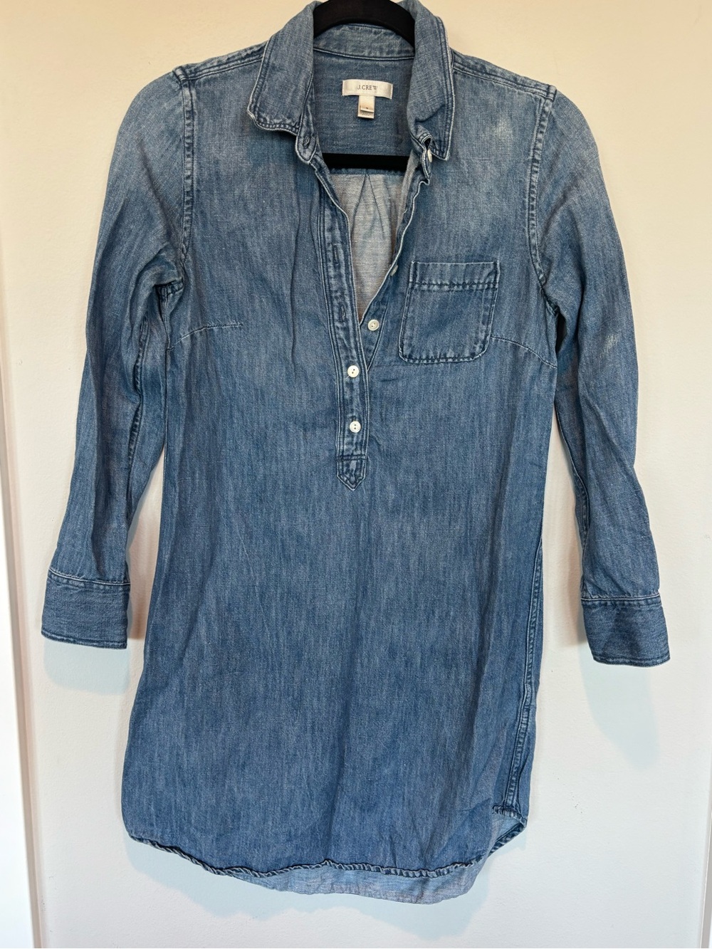 J. Crew Denim Chambray Shirt Dress in Light Blue
